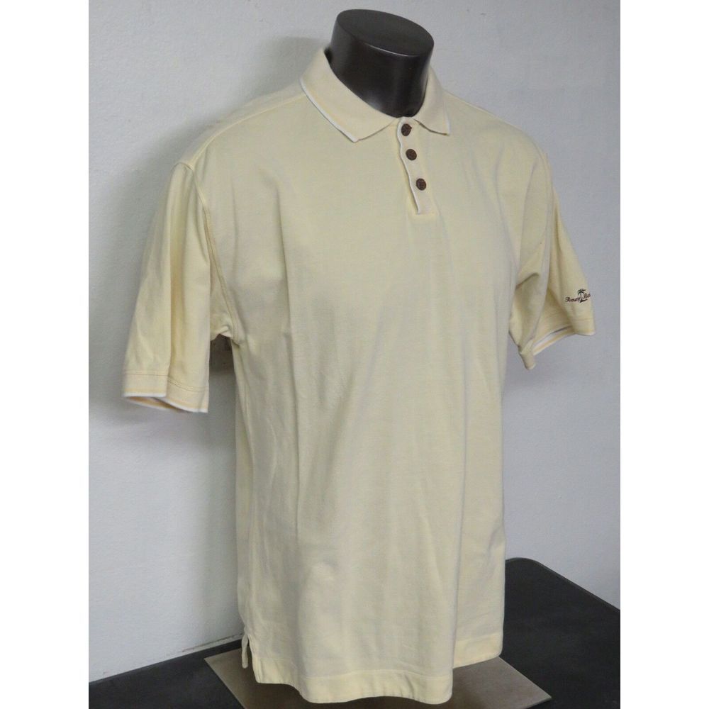 Mens Tommy Bahama Yellow Polo Floral Shirt Size M Cotton Vintage Short Sleeve - Picture 3 of 6